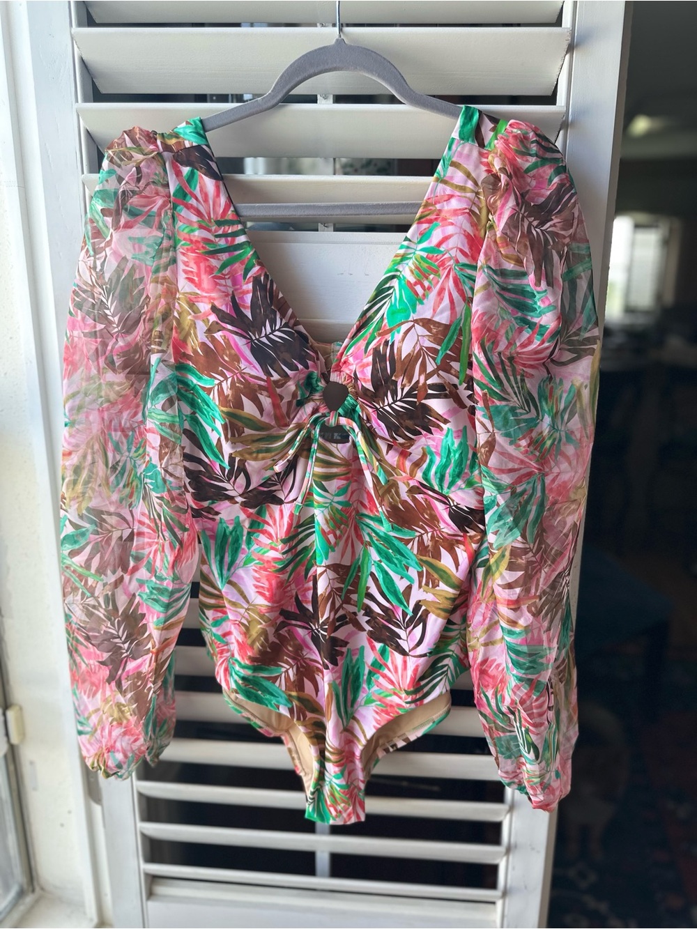 Belle by Kim Gravel Tropical Pink & Green One-Piece Swimwear